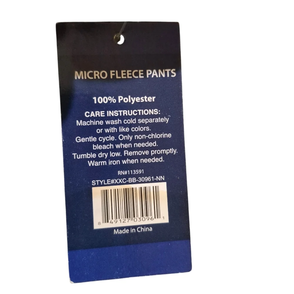 Men's Micro Fleece Pants Essential Loungewear Medium  Blue Plaid Drawstring New - Picture 6 of 9